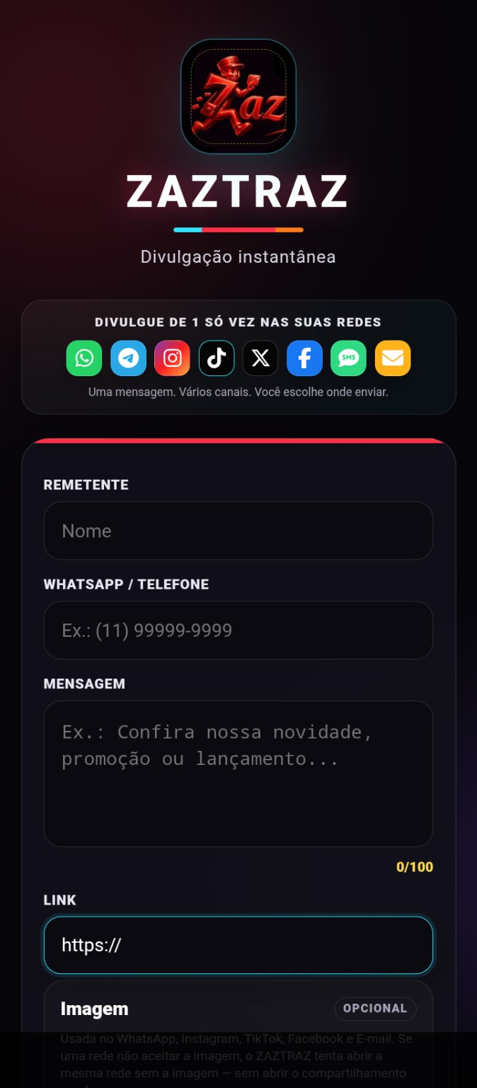 Tela principal do ZAZTRAZ